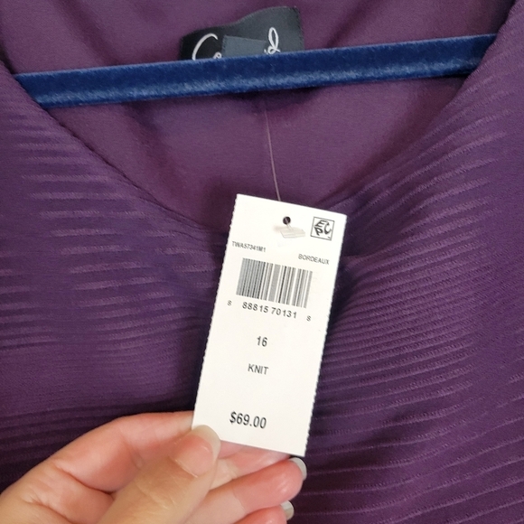 NWT Connected Apparel Textured Knit Sheath Dress in Bordeaux Size 16 - Picture 8 of 8